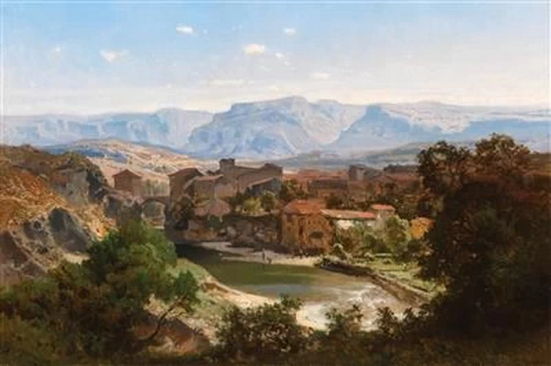 Paesaggio con villaggio